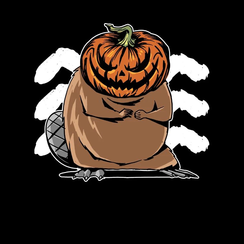 Beaver with pumpkin head - Halloween beaver