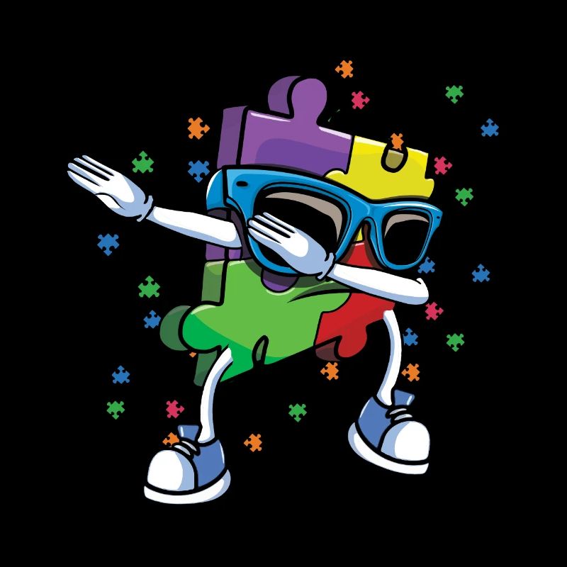 Kind Dabbing Puzzle Buntes Autismus-Bewusstsein