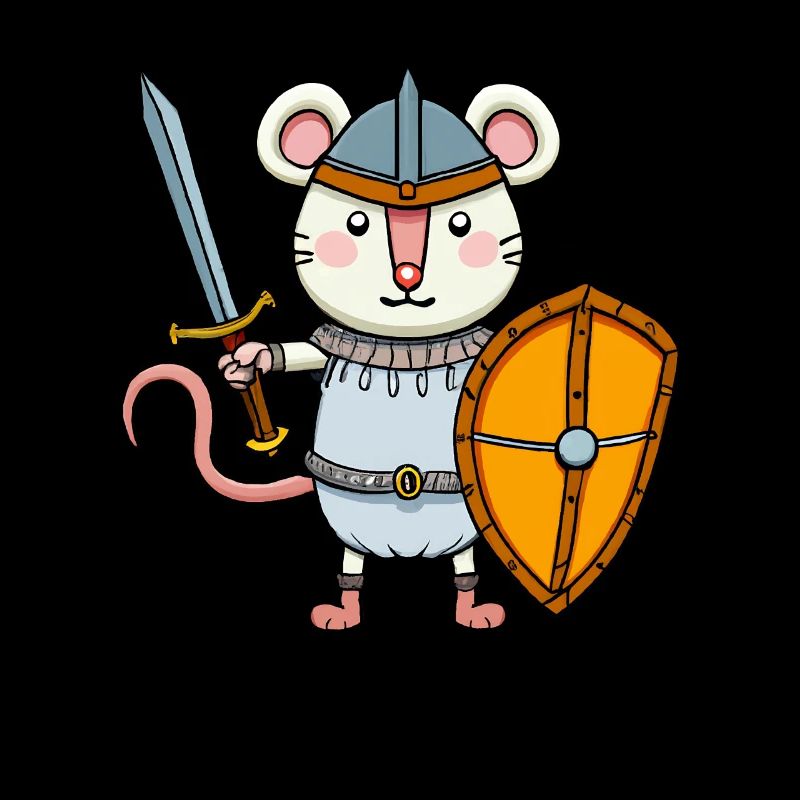 Souris mignonne avec épée et bouclier chevalier