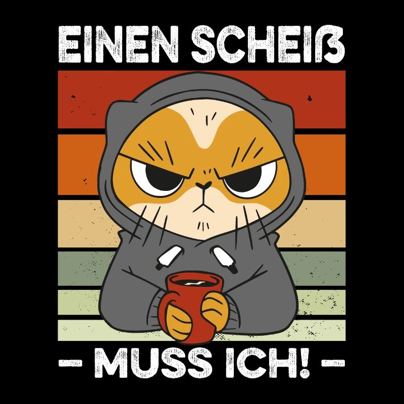 Einen Scheiß muss ich Spruch Katze Kaffee Retro