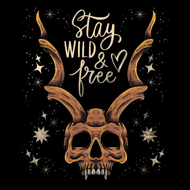 Horned Skull Baphomet Vintage Skull, Saying