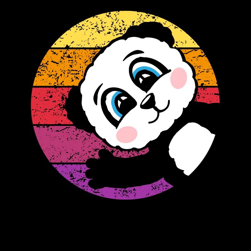 Panda Retro Pandabär Geschenk Damen Herren Kinder