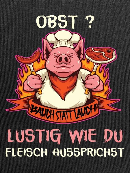 Witziges Schwein mit Fleischspruch