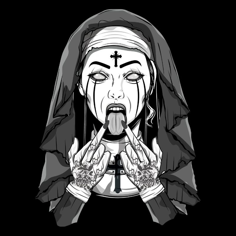 Occulte Satanic Nun Devil Creepy Gothique Halloween