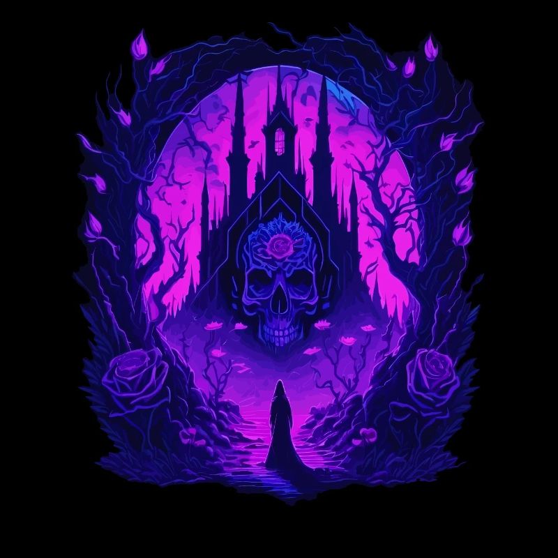 Neon Gothic Skull Architecture