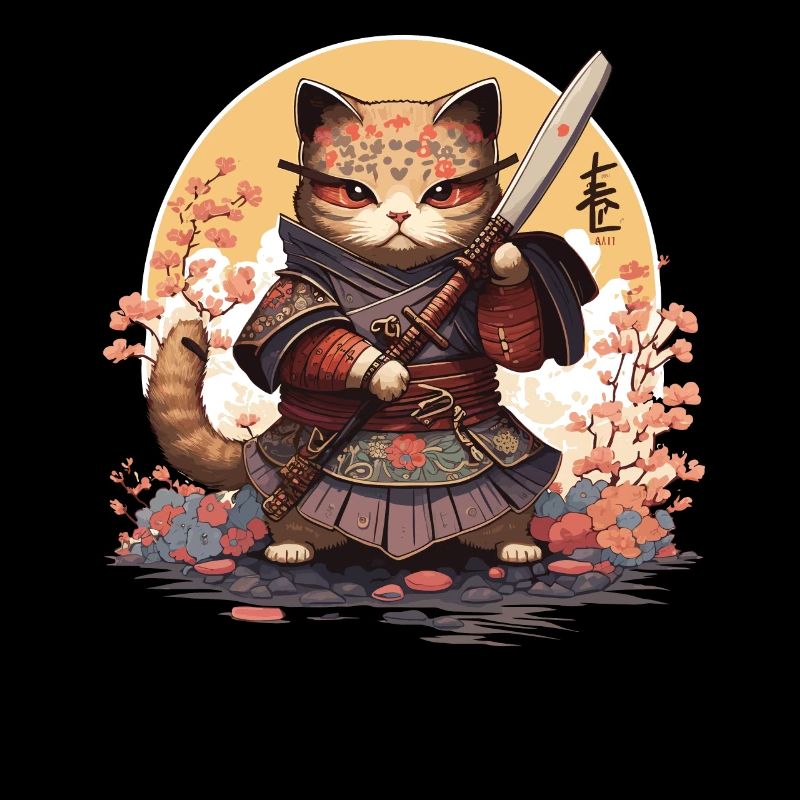 Samurai Katze Kawaii Japanische Ninja Katze
