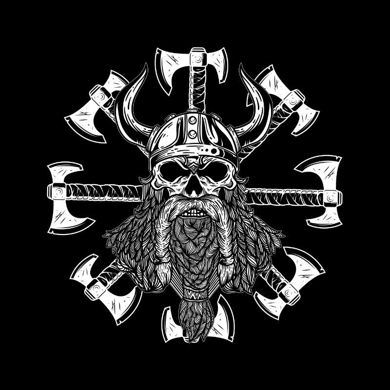 Viking Warrior Skull Flag Pirate Axe Design