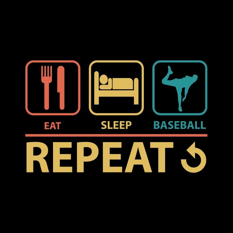 Eat Sleep Baseball Répéter Vintage Drôle