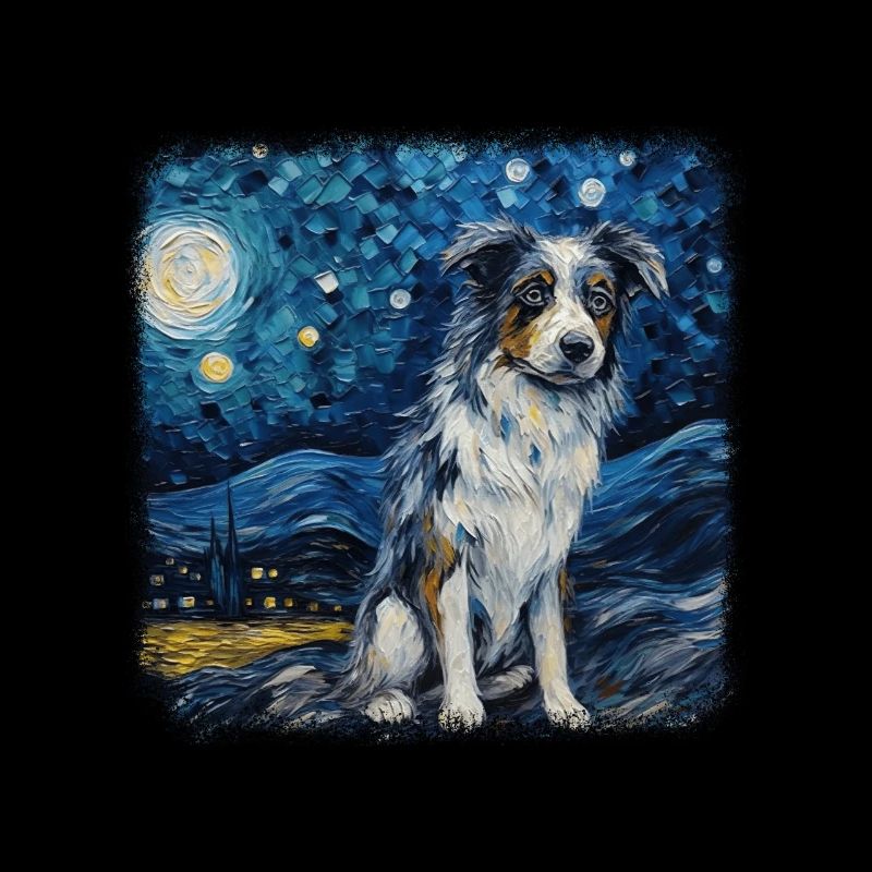 Australian Shepherd Van gogh starry night