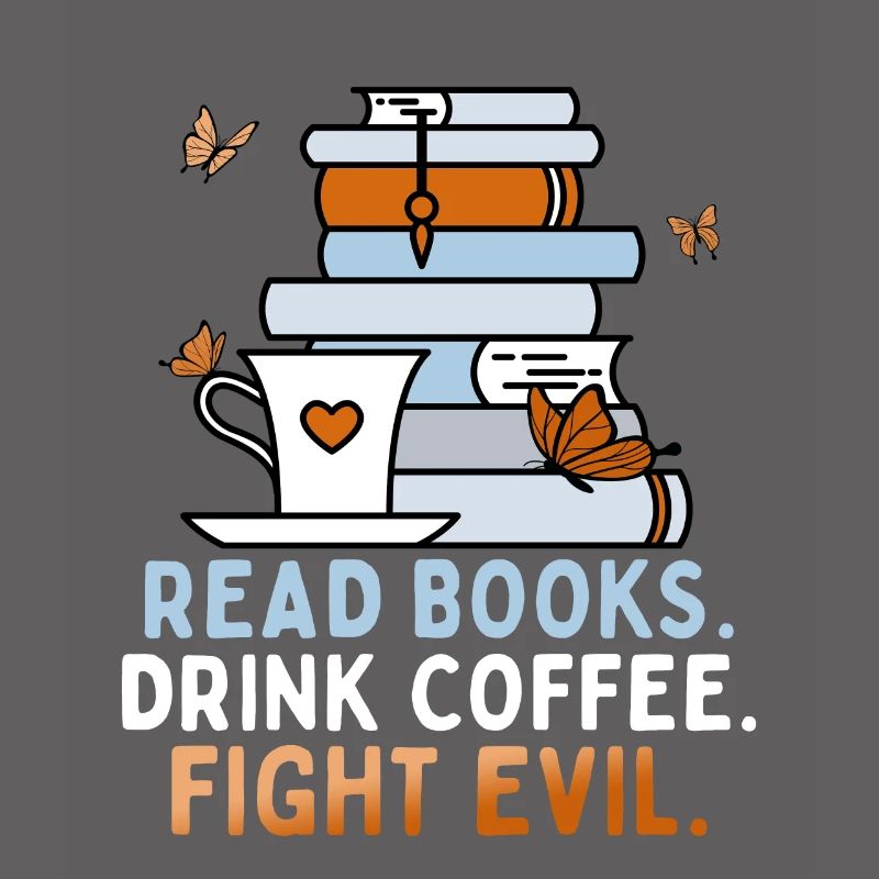 Bücher Lesen Kaffee Trinken Böses Bekämpfen