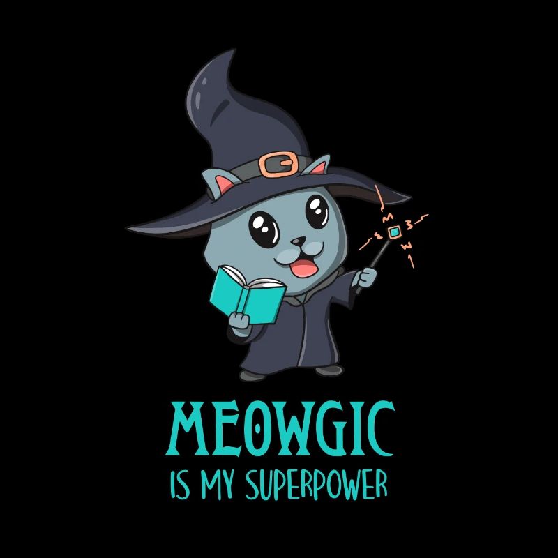 Cute Wizard Kitten Magic Funny Gamer
