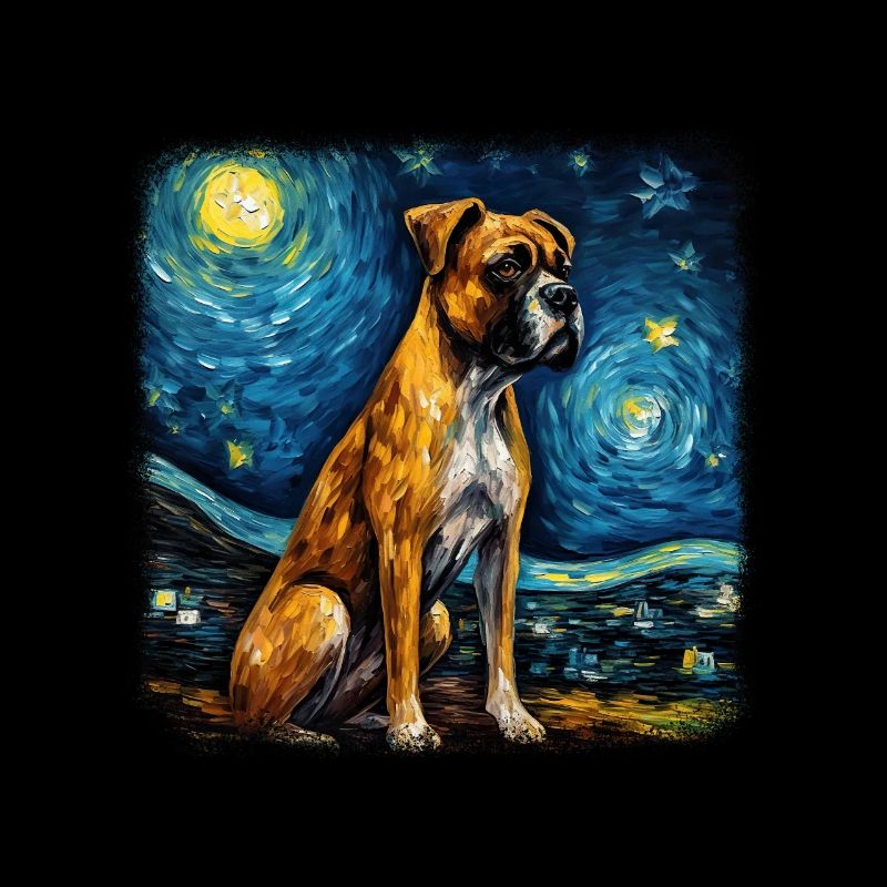 Boxer Van gogh starry night