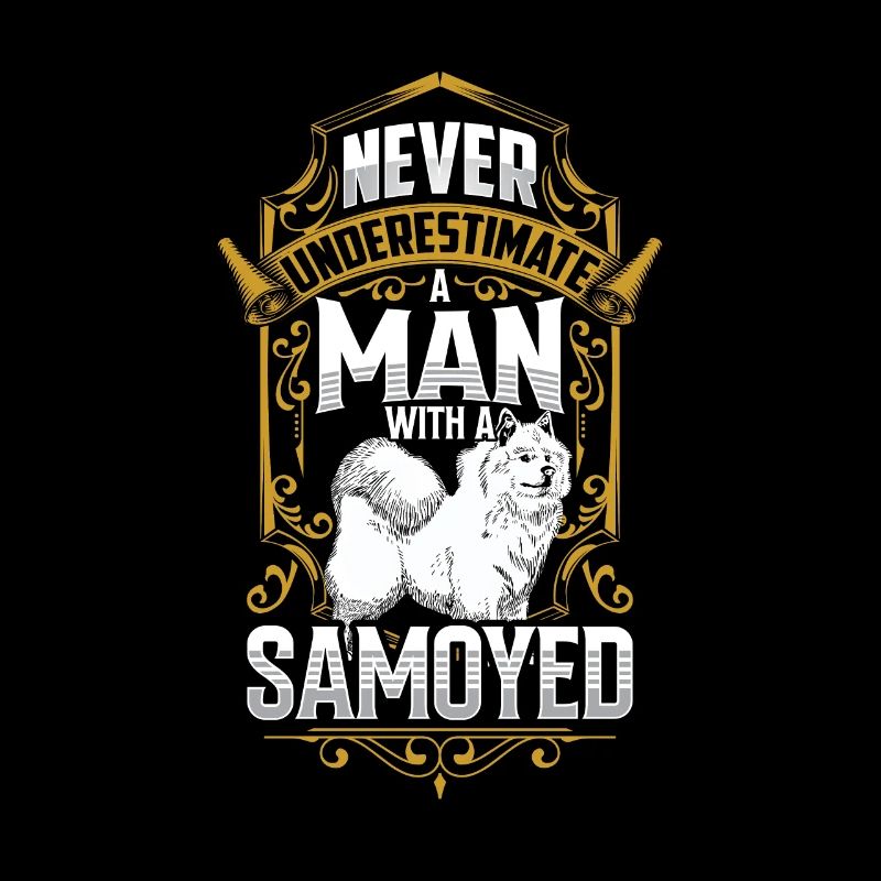 Man with Samoyed Samoyed Spitz