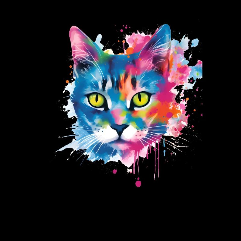 Chat de couleur abstraite aux yeux verts