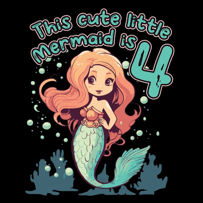 This little mermaid is 4 - 4th birthday