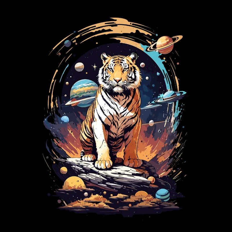 Tiger on the cliff in space - Solar System