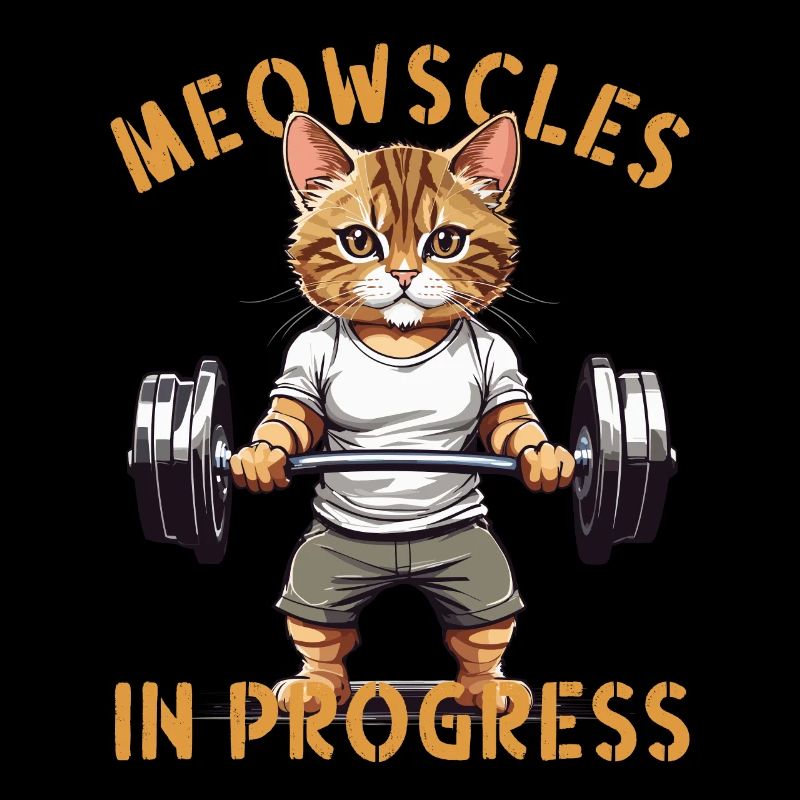 Cat Bodybuilder "Meowscles in progress" Saying