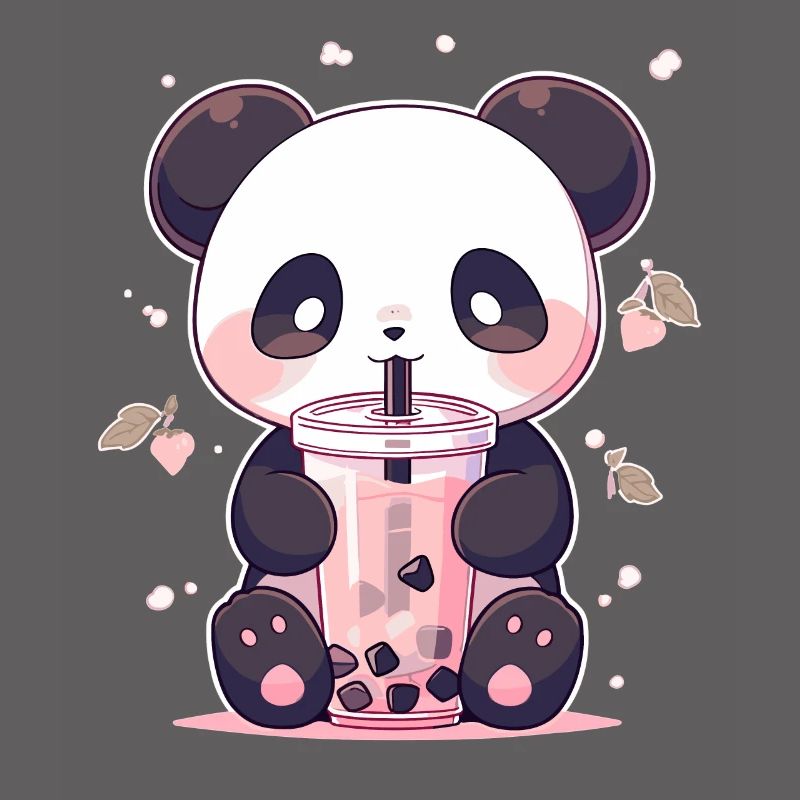 Kawaii Panda Drinks Boba Bubble Tea Chibi