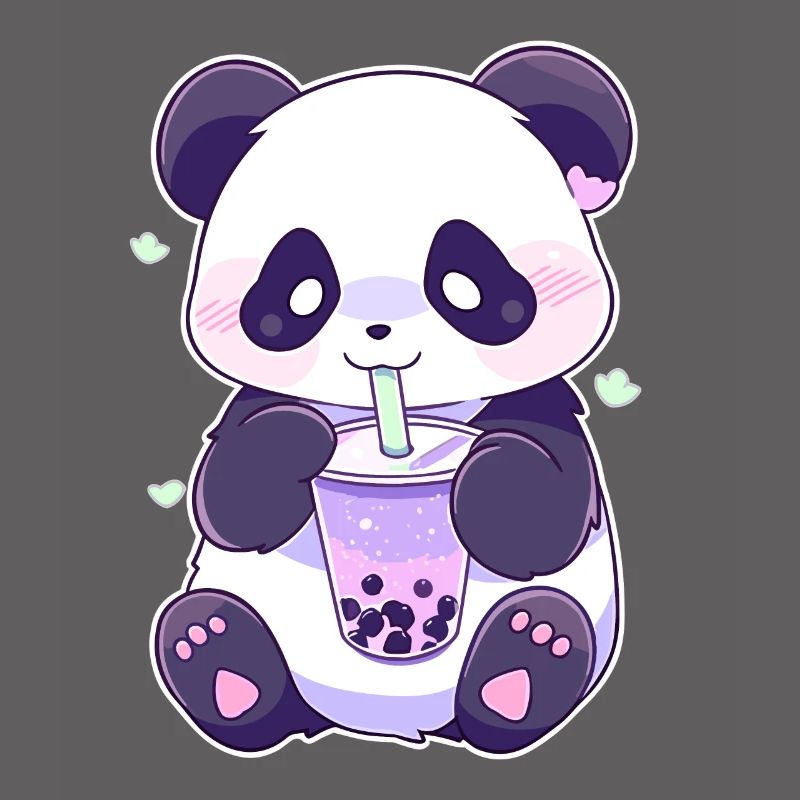 Kawaii Panda Drinks Boba Bubble Tea Chibi