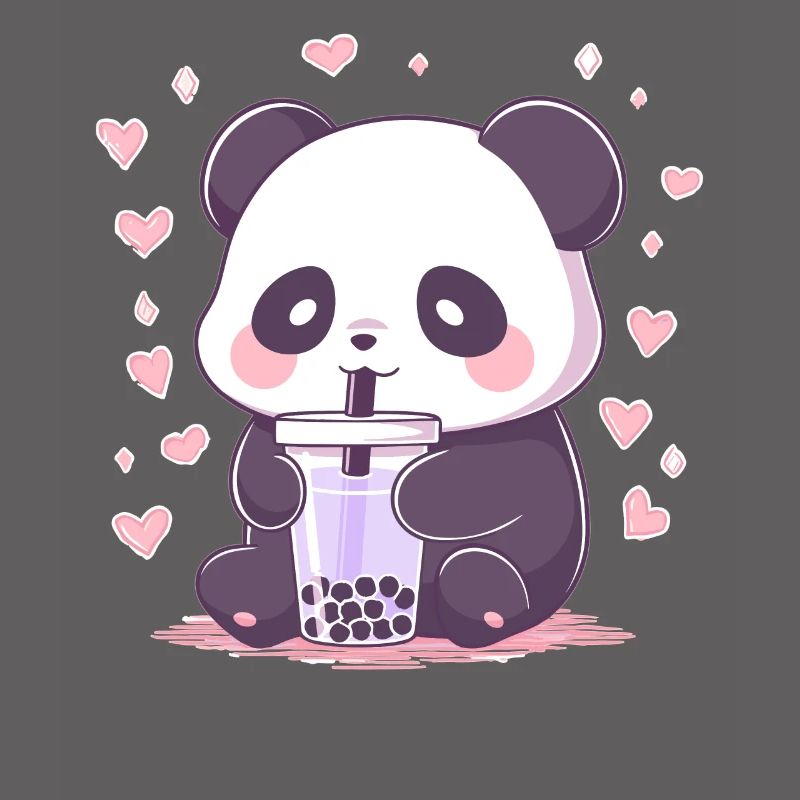 Kawaii Panda Drinks Boba Bubble Tea Chibi