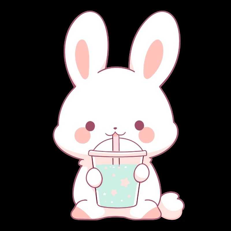 Kawaii Hase trinkt Boba Bubble Tea Chibi