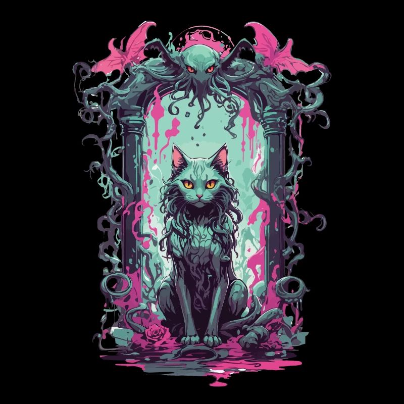 Gothic Occult Cat Magic Monster Design
