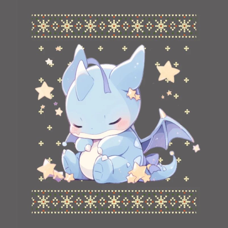 Dragon kawaii dans le style pull de Noël moche