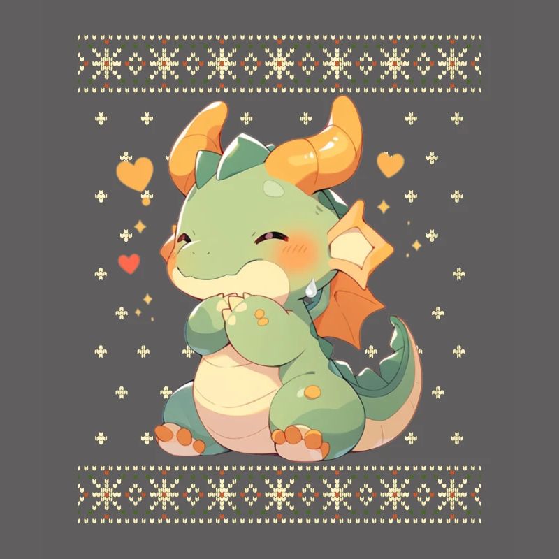 Dragon kawaii dans le style pull de Noël moche