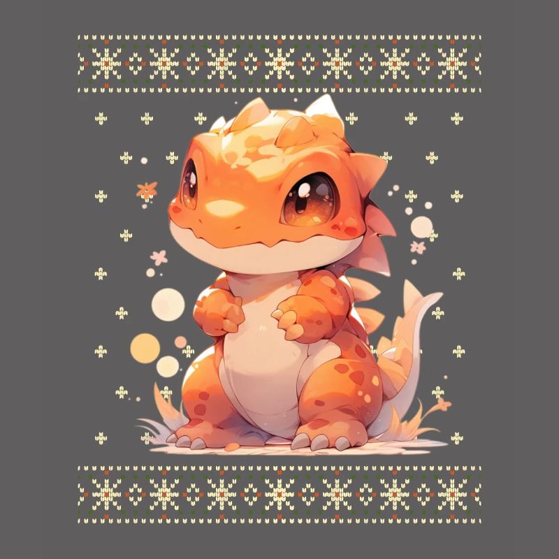 Dragon kawaii dans le style pull de Noël moche