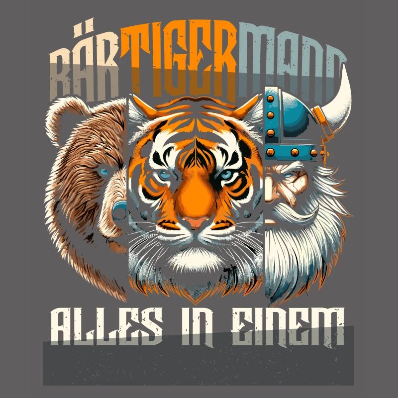 Bärtigermann Bär Tiger Mann Geschenk Bart Sprüche