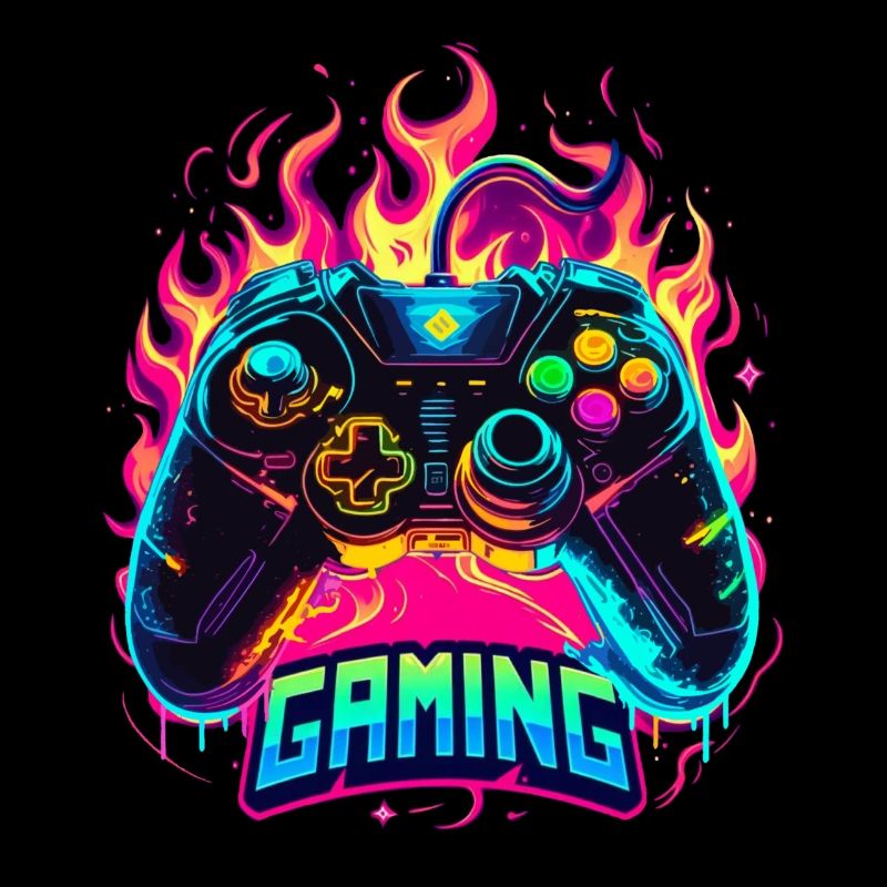 Gaming Controller Flames Art