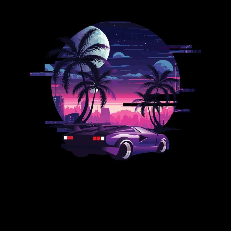 Synthwave Retro Sunset Car Music 80s