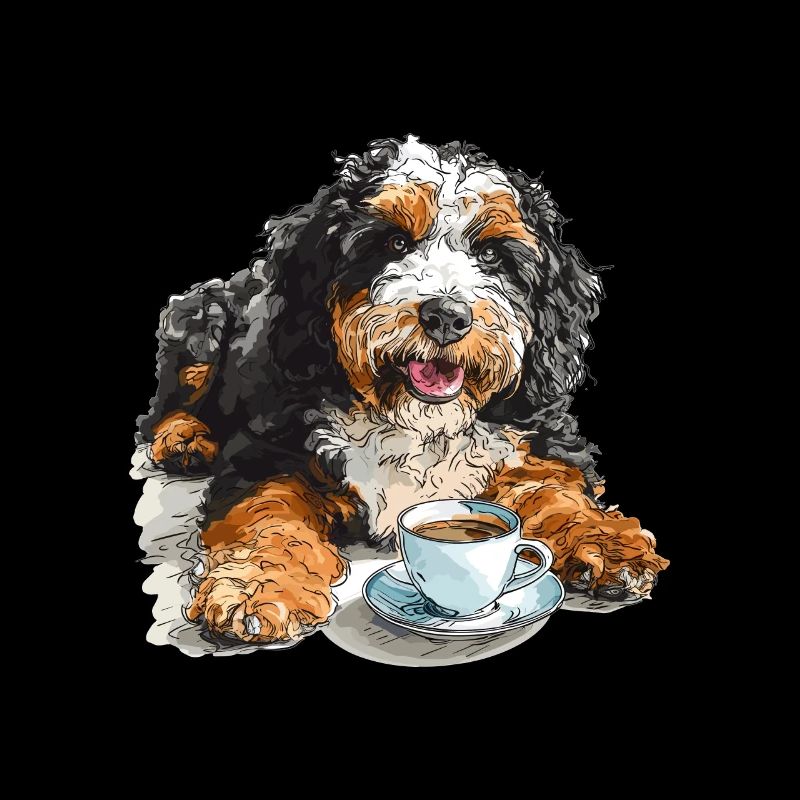 Bernedoodle chien de race animal de compagnie Bernedoodle avec café