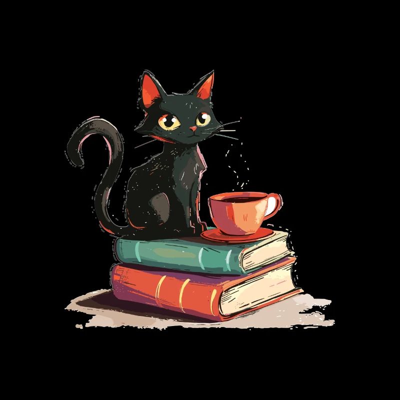 Chats Livres Thé Lecture - Mignon Drôle Graphique