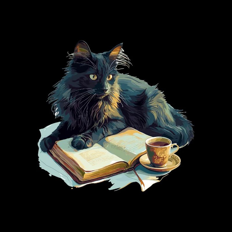 Chats Livres Thé Lecture - Mignon Drôle Graphique