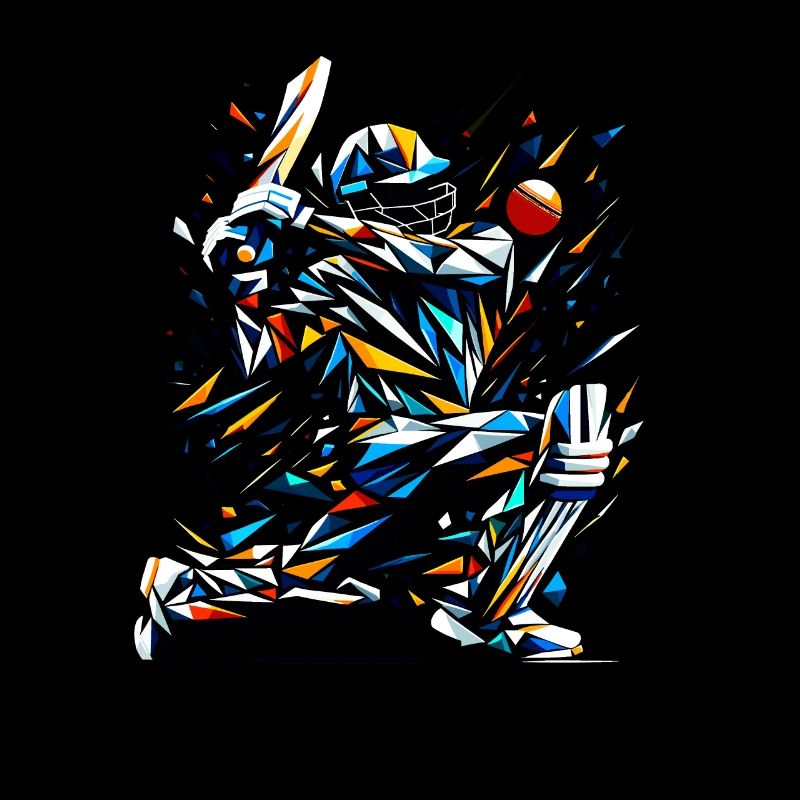 Polygon Art Cricketer Batsman Cricket Bowler