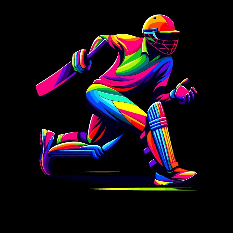Farbenfroher Pop-Art-Cricket-Batsman-Cricket-Bowler
