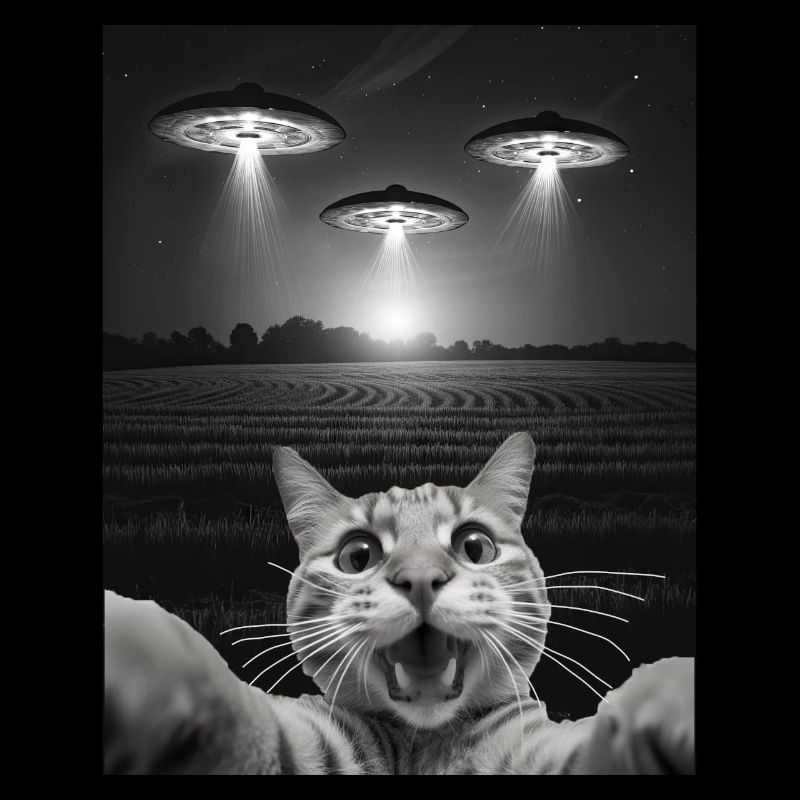 Drôle De Chats Selfie Devant Des OVNI Chat OVNI