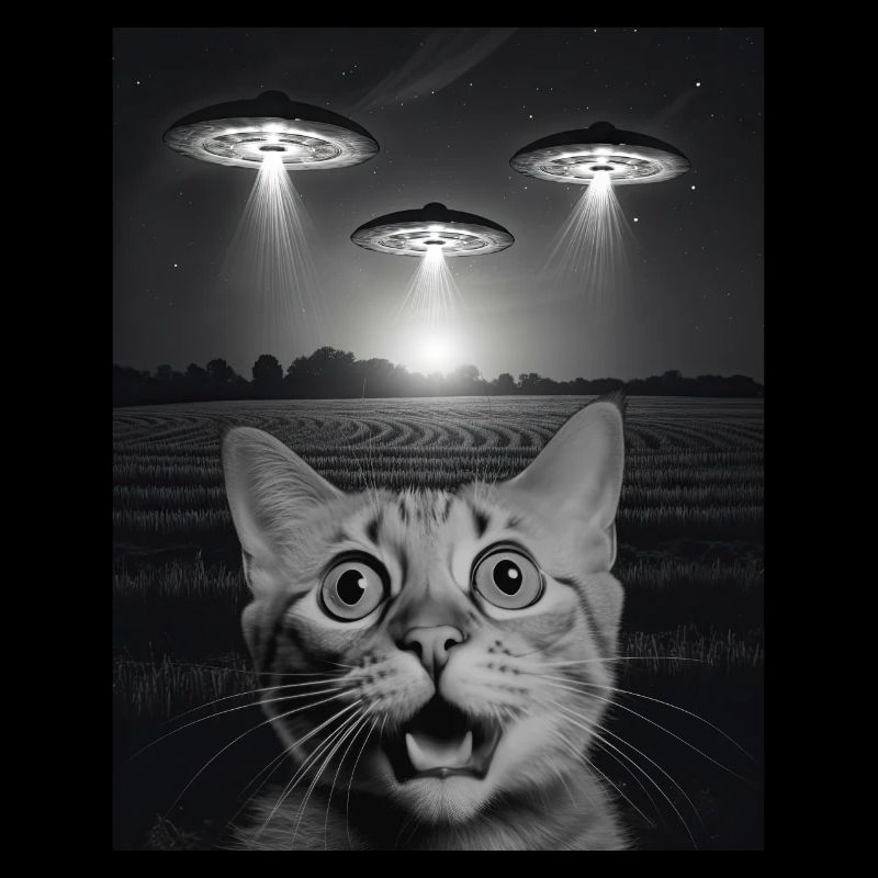 Selfie de chats drôles devant des OVNIS chat OVNI