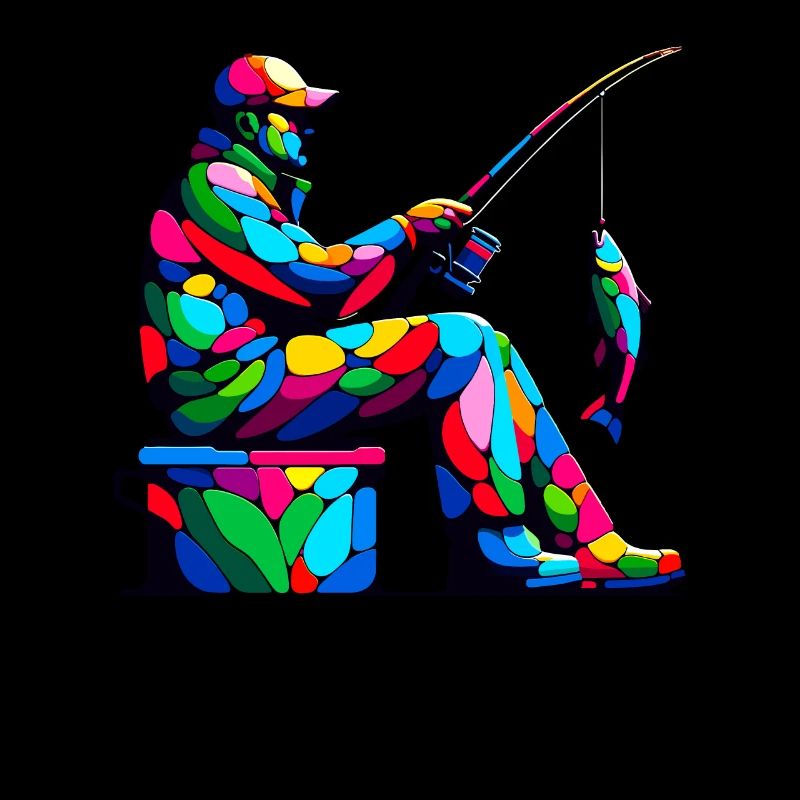 Coloré Pop Art Pêche Sur Glace Poisson Pêcheur Pêcheur