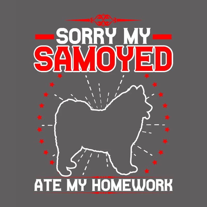 Samoyed eats homework sled dog