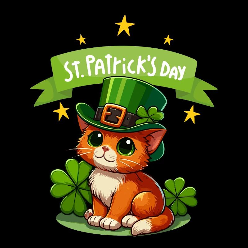 Cat St. Patrick's Day Shamrock Lucky Cute