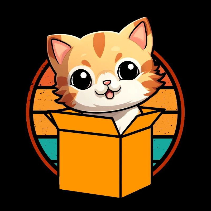 Cat In Box Retro Cute Cat Lover Funny