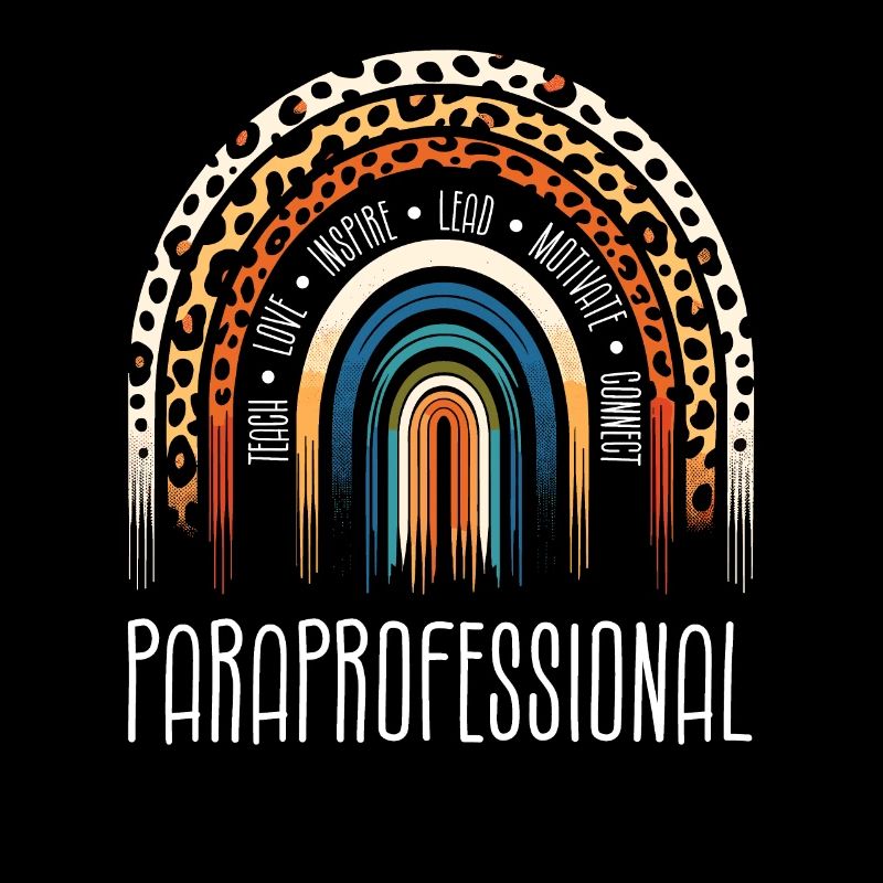 Paraprofessional Leopard Rainbow Educator Parapro