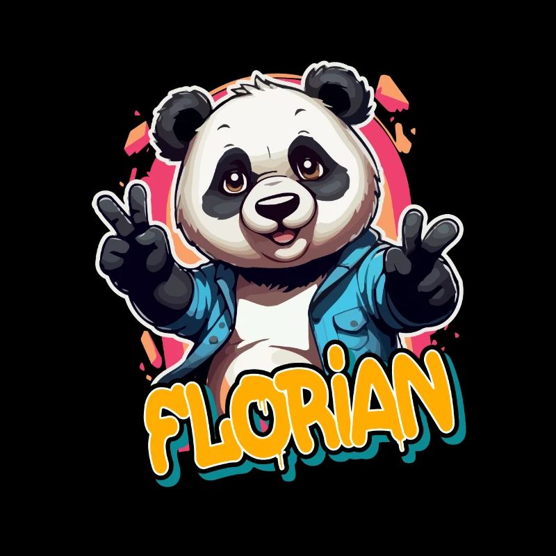 FLORIAN - Beau prénom de garçon avec panda cool