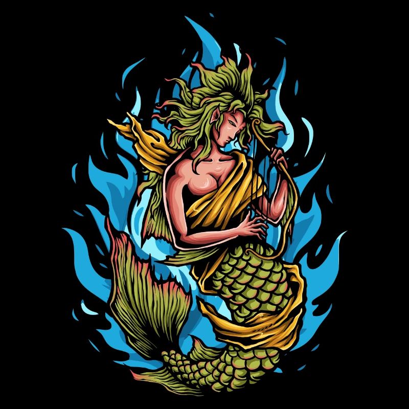 Mermaid playing harp