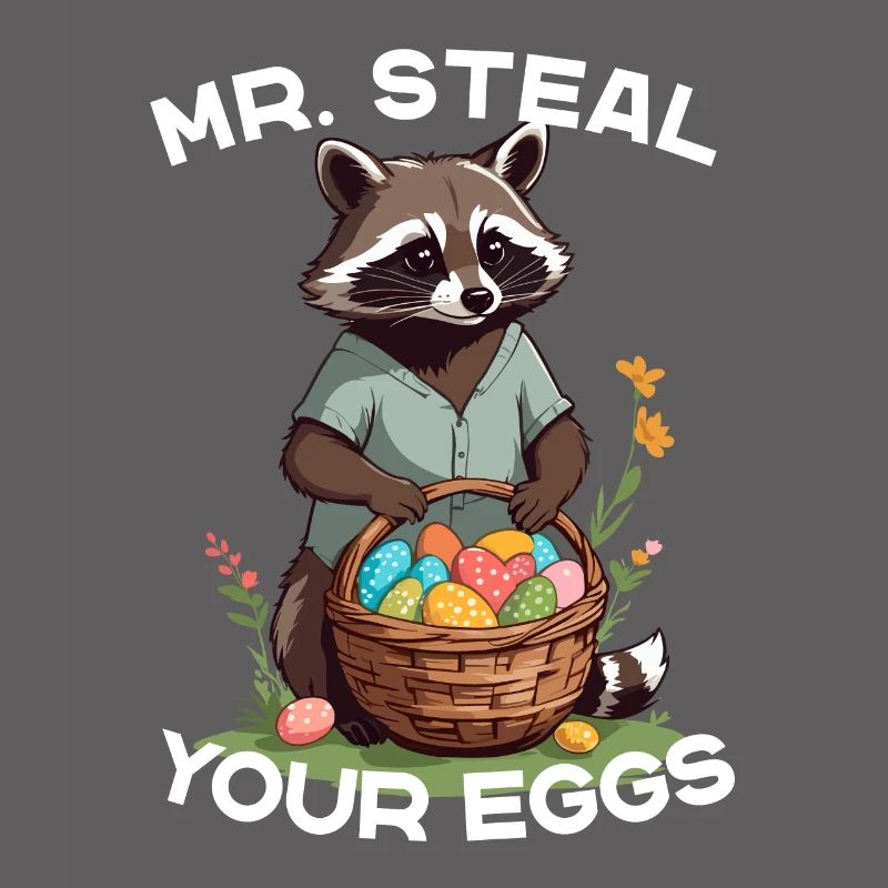 Funny Raccoon Eggs Thief Easter Saying