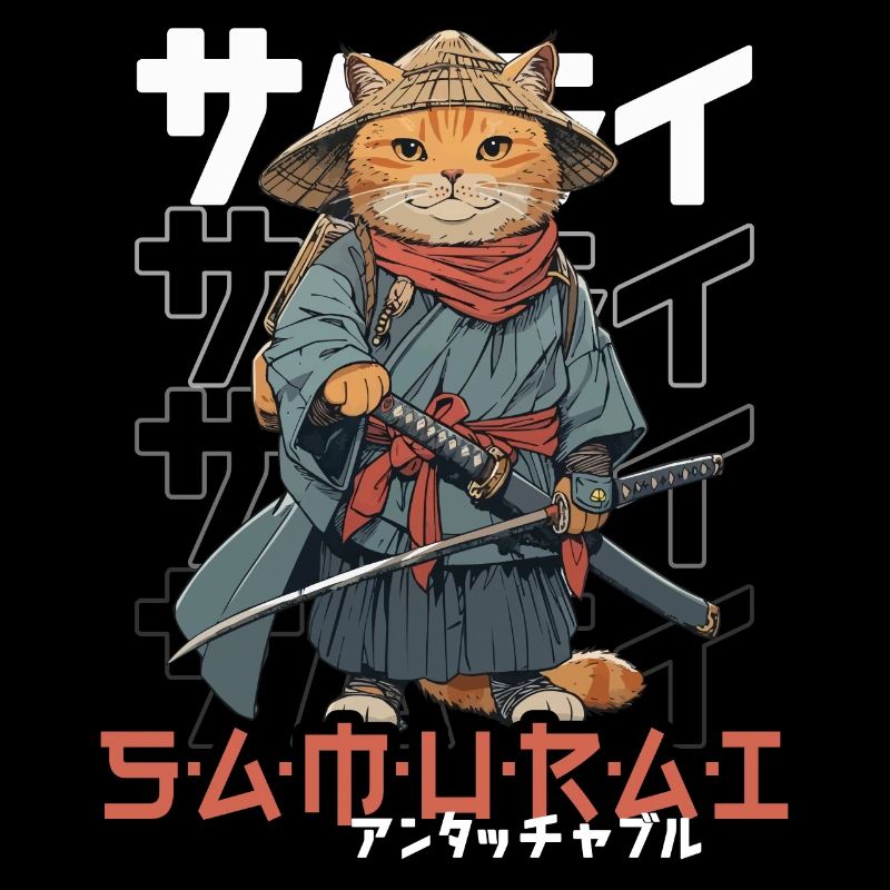 Samurai Cat Kawaii Japanische Ninja Katze