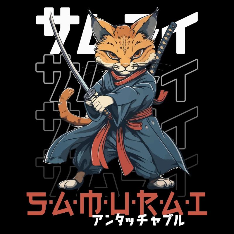 Samurai Cat Kawaii Japanische Ninja Katze