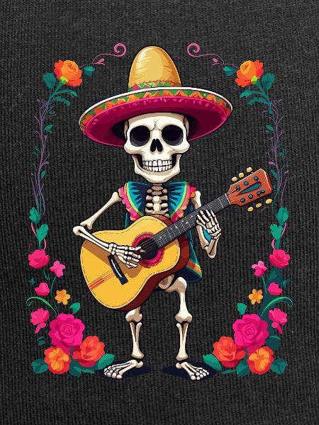 Mexican mariachi skeleton guitarist